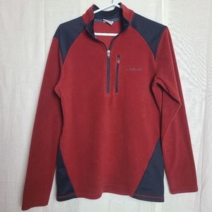 Columbia Men's Red Quarter Zip Long Sleeves Fleece Pullover Sweater